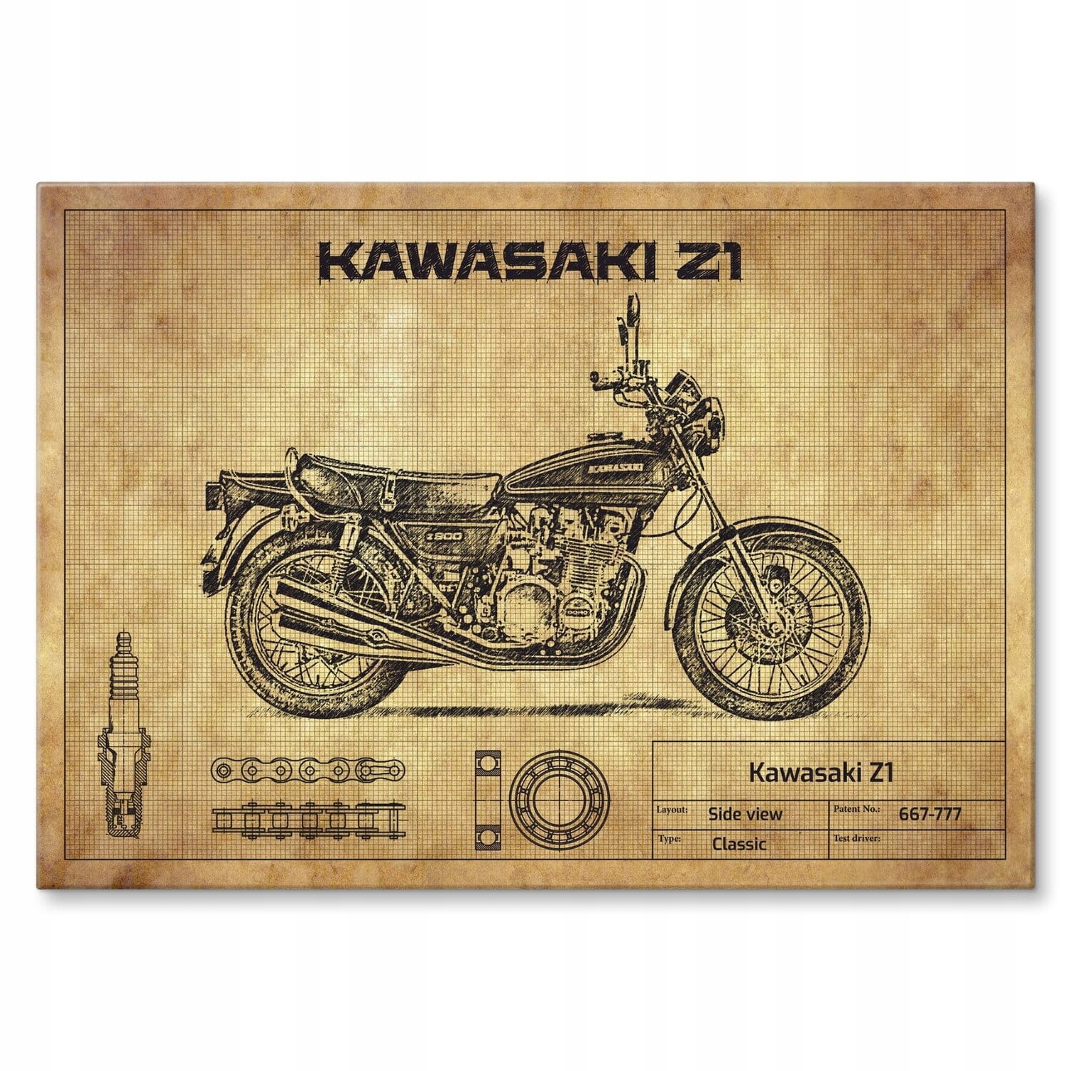 Kovový plech velký plakát dárek velká grafika motocykl Kawasaki Z1
