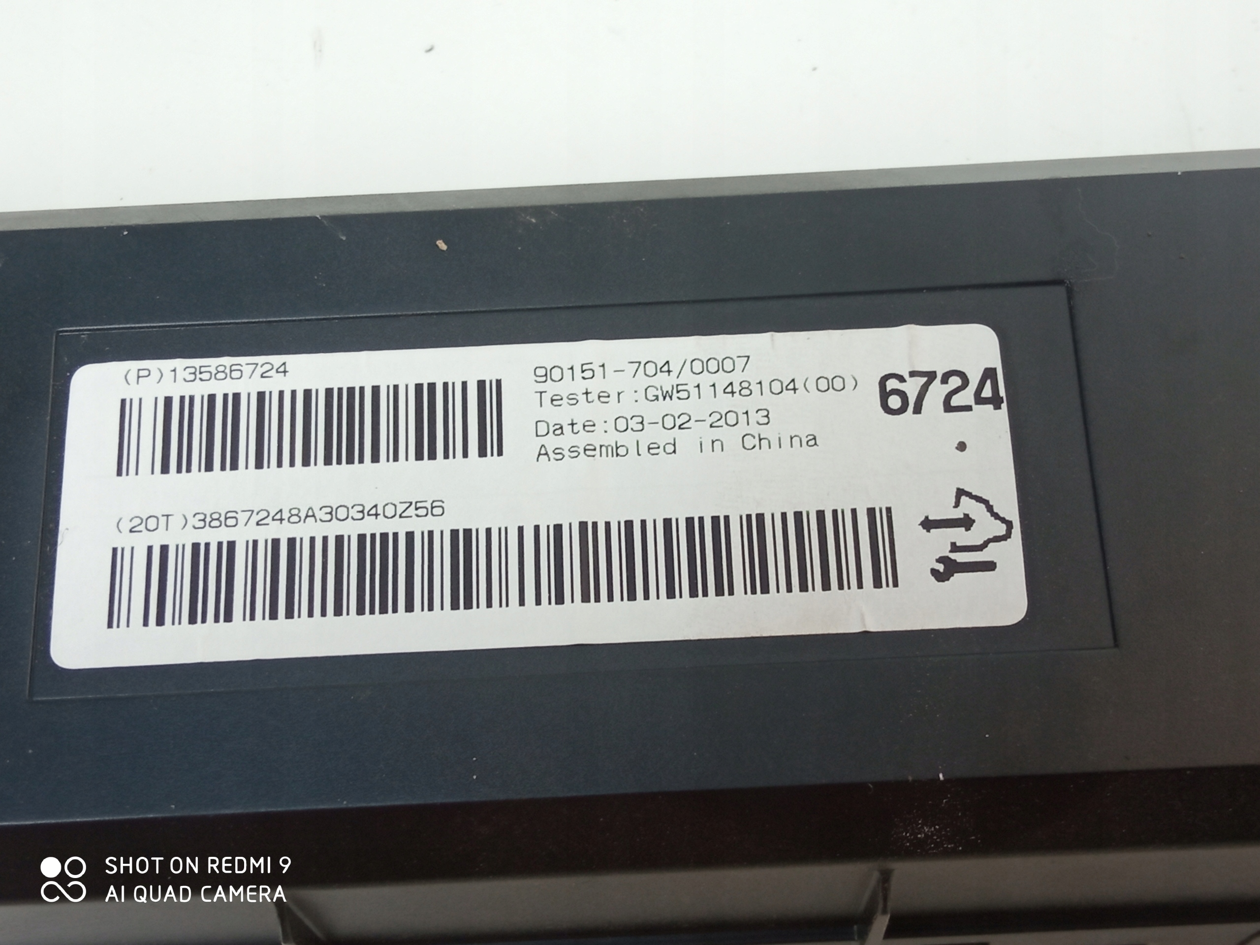 OPEL MOKKA module control unit of the air conditioning 13586724