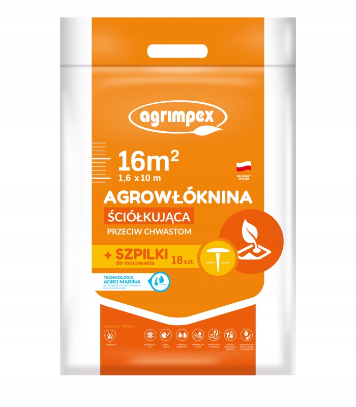 

Agrowłóknina Agro Marina 1,6m x 10m +szpilki 18szt