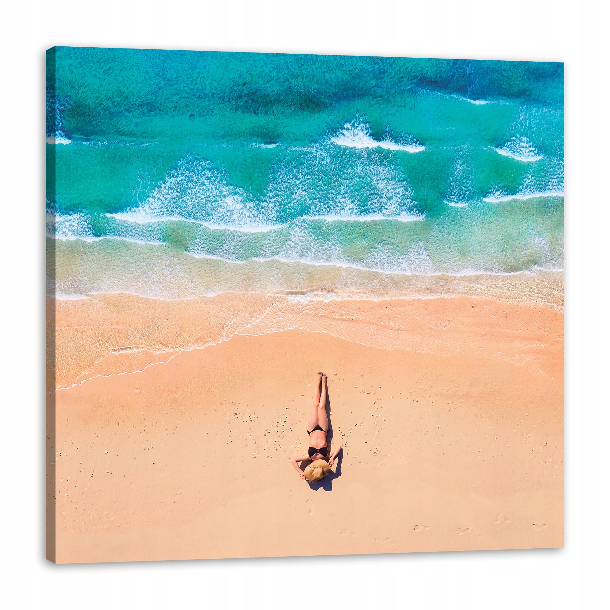Obraz na plátně Žena Pláž Slunce Vlny 80x80 cm