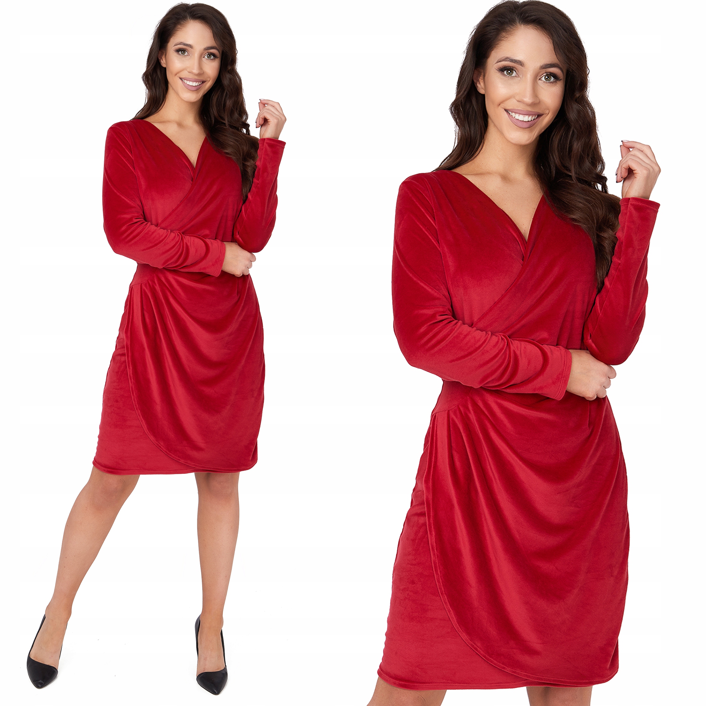 085__KOPERTOWA WELUROWA SUKIENKA Długość przed kolano