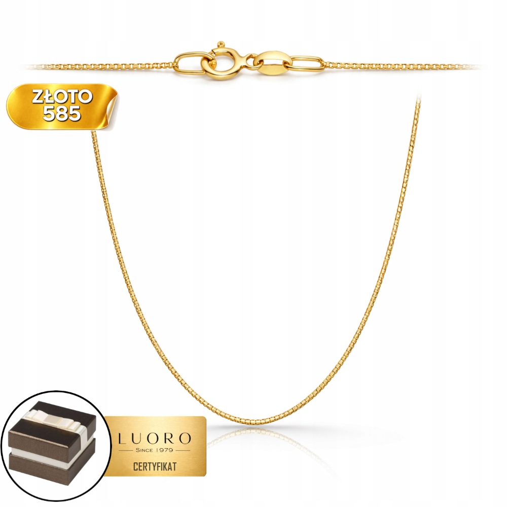 Řetízek Zlatý 585 14K Vazba Kostka 50 CM Žluté Zlato Elegantní