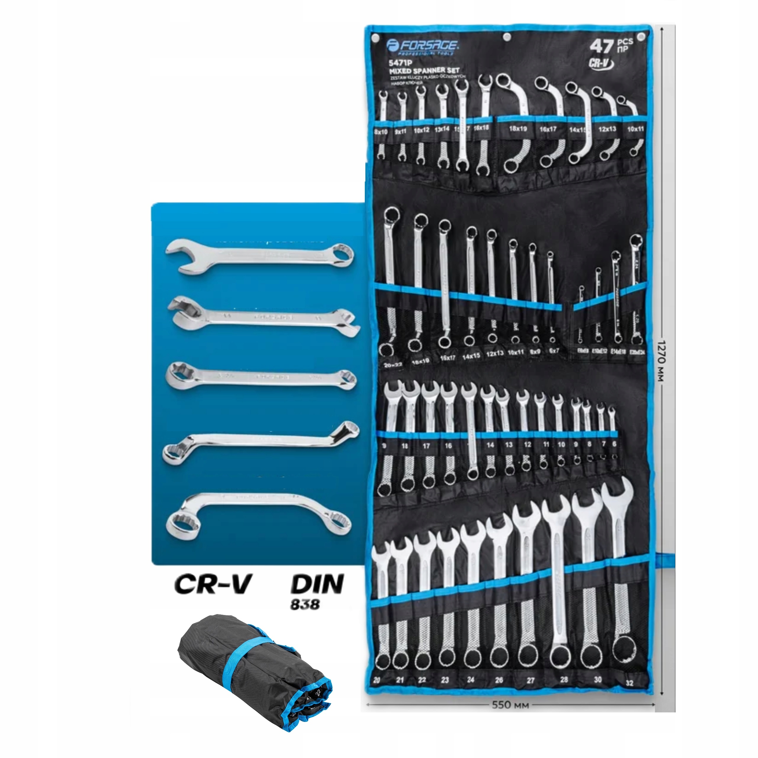 Klucze Płasko Oczkowe 6-32mm Płachta Płachcie Zestaw Kluczy Torx Crv 47 Szt