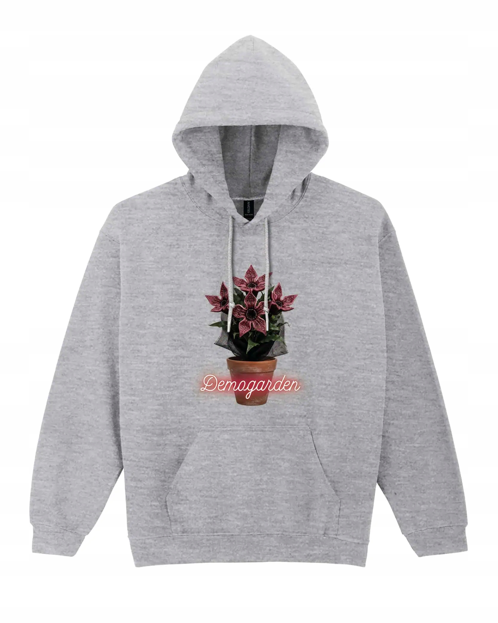 Mikina s kapucí Stranger Things Demogorgon Zahrada Květiny Šedá L