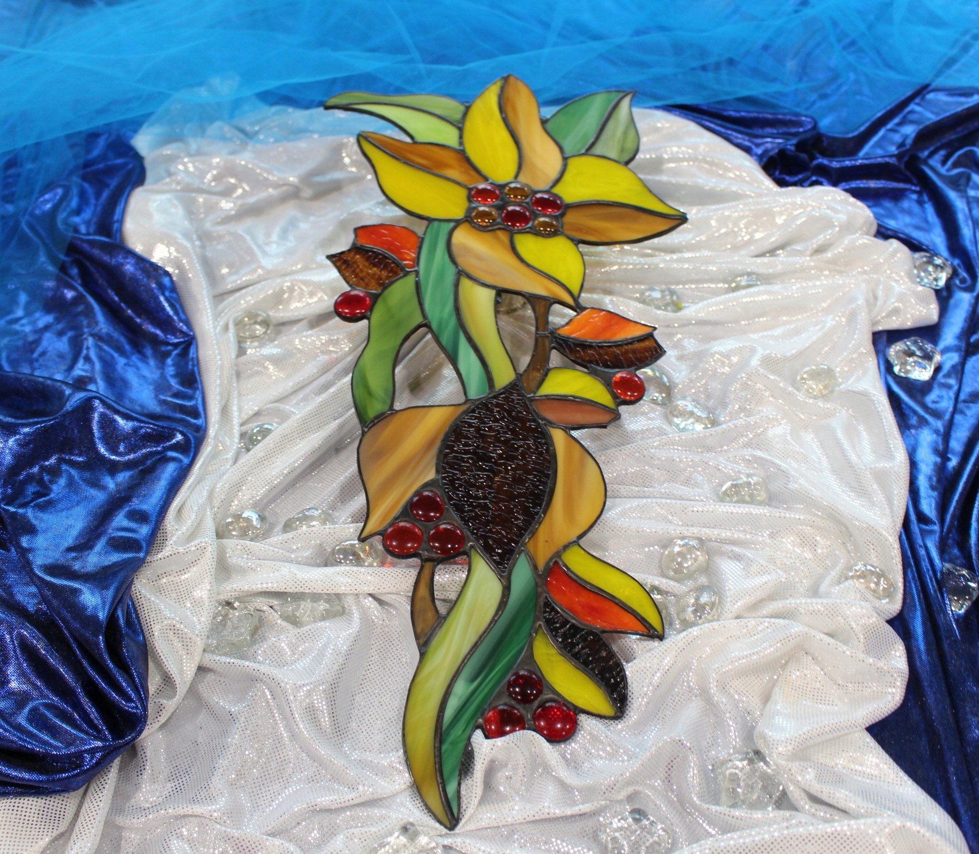 Rajski Kwiat Tiffany Witraż Żółty Szerokość produktu 21 cm