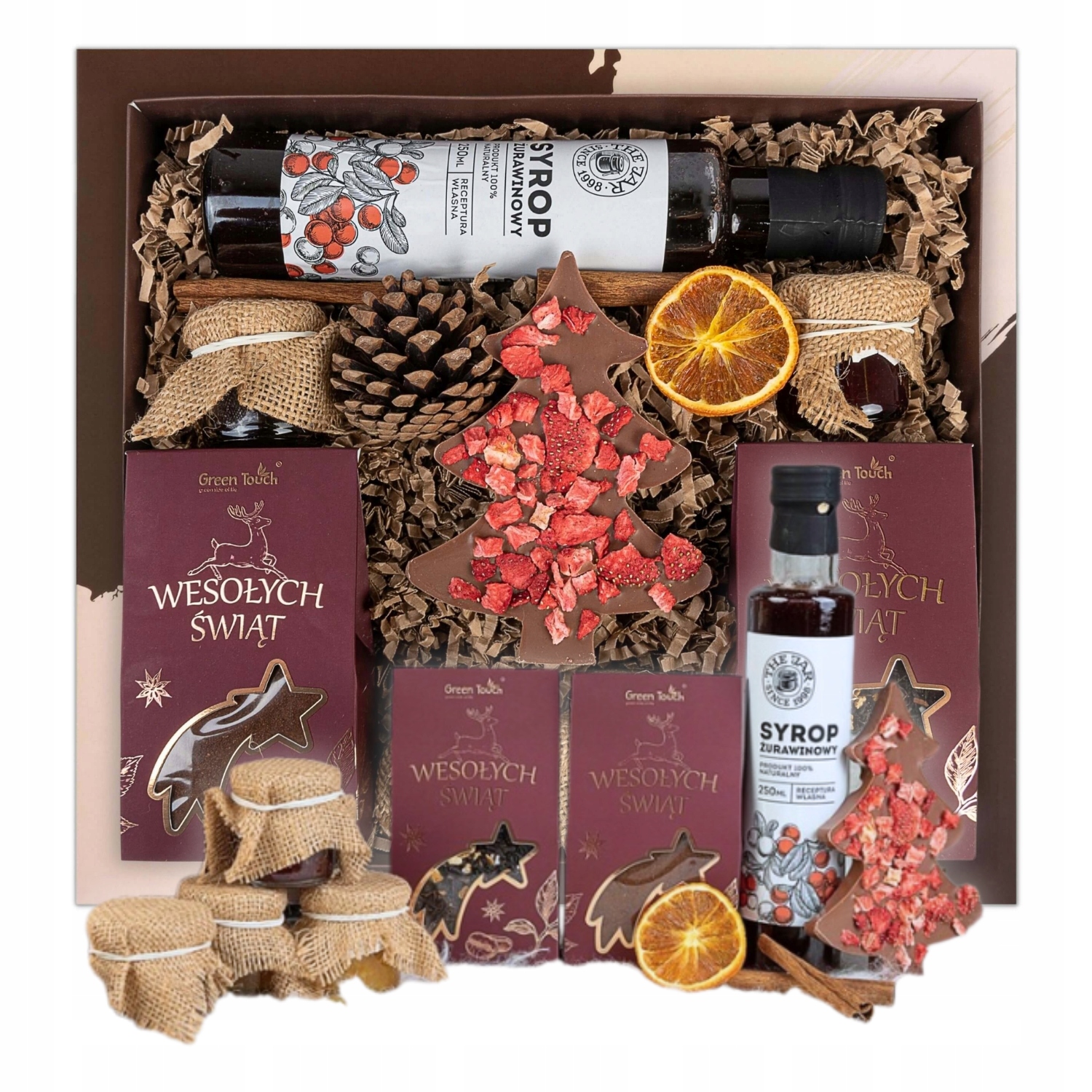 Levně Dárkový Koš Sada Čaj Na Vánoce Čokoláda Vánoční Stromek Sirup Dárek