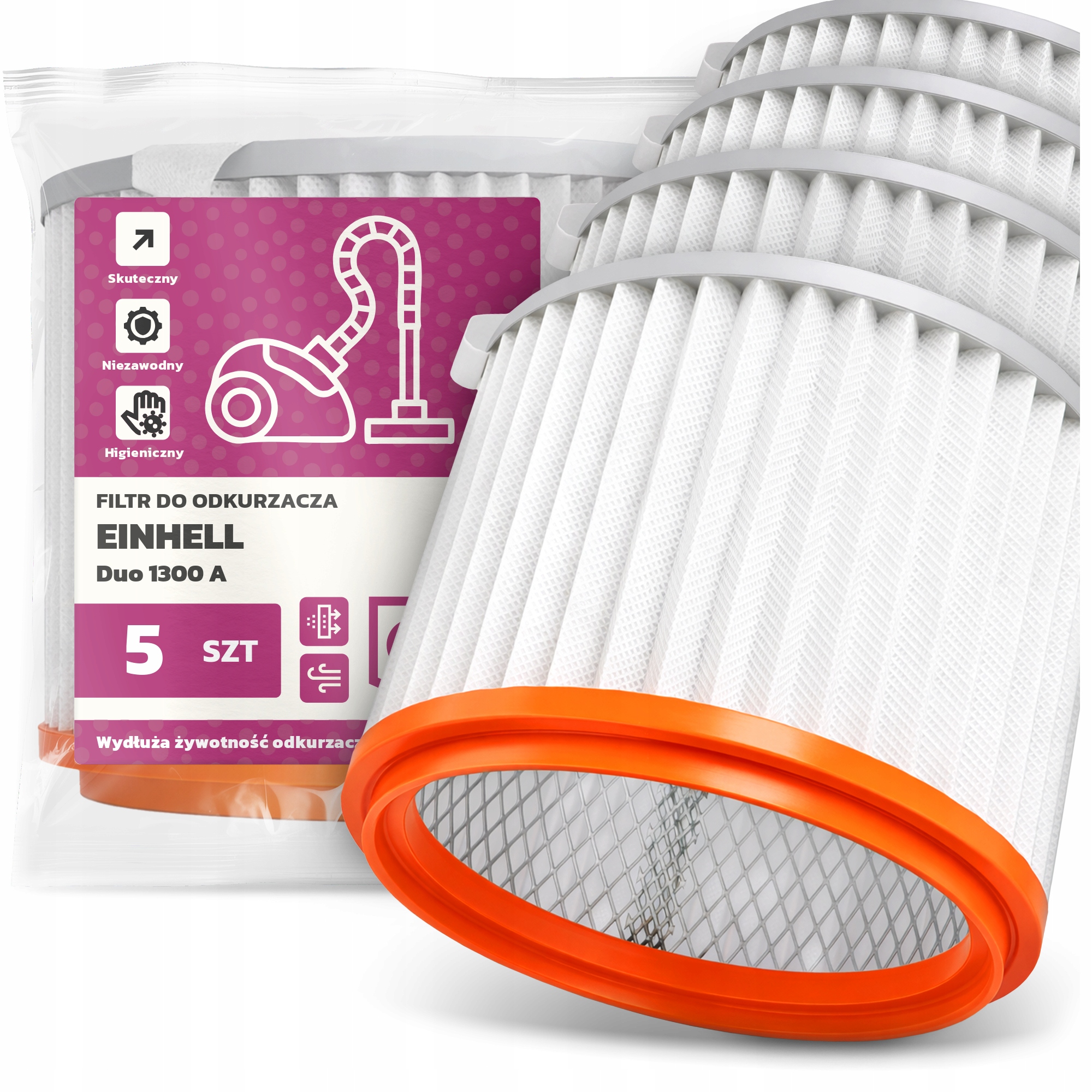 5 x Vzduchový Filtr pro vysavač Einhell Duo 1300 A Omyvatelný Filtr Em-w