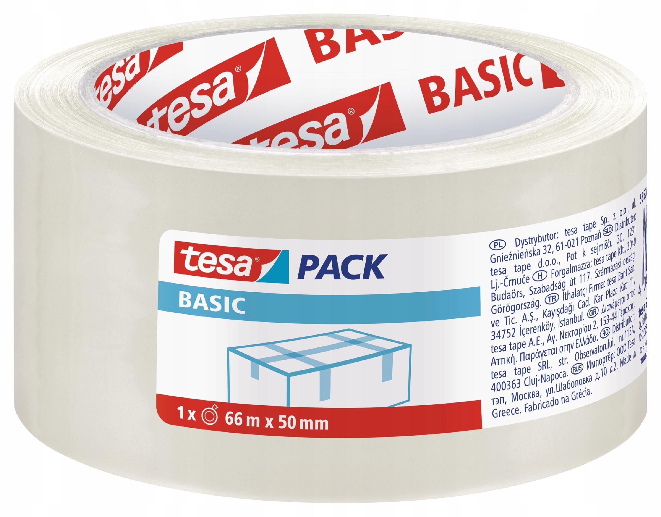 

Taśma pakowa tesa Basic 66m x 50mm, przezroczysta