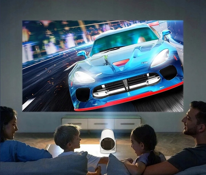 PROJEKTOR RZUTNIK ANDROID TV WIFI FULL HD PRZENOŚNY SMART GŁOŚNIK OBROTOWY Żywotność lampy w trybie normalnym 50000 h