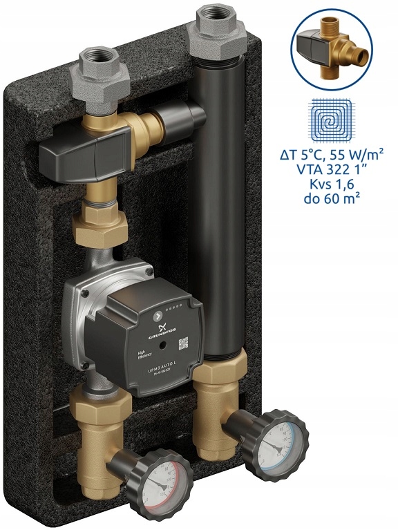 Elterm Grupa pompowa Pro termostatyczna Esbe Vta 322 pompa DN25 Grundfos