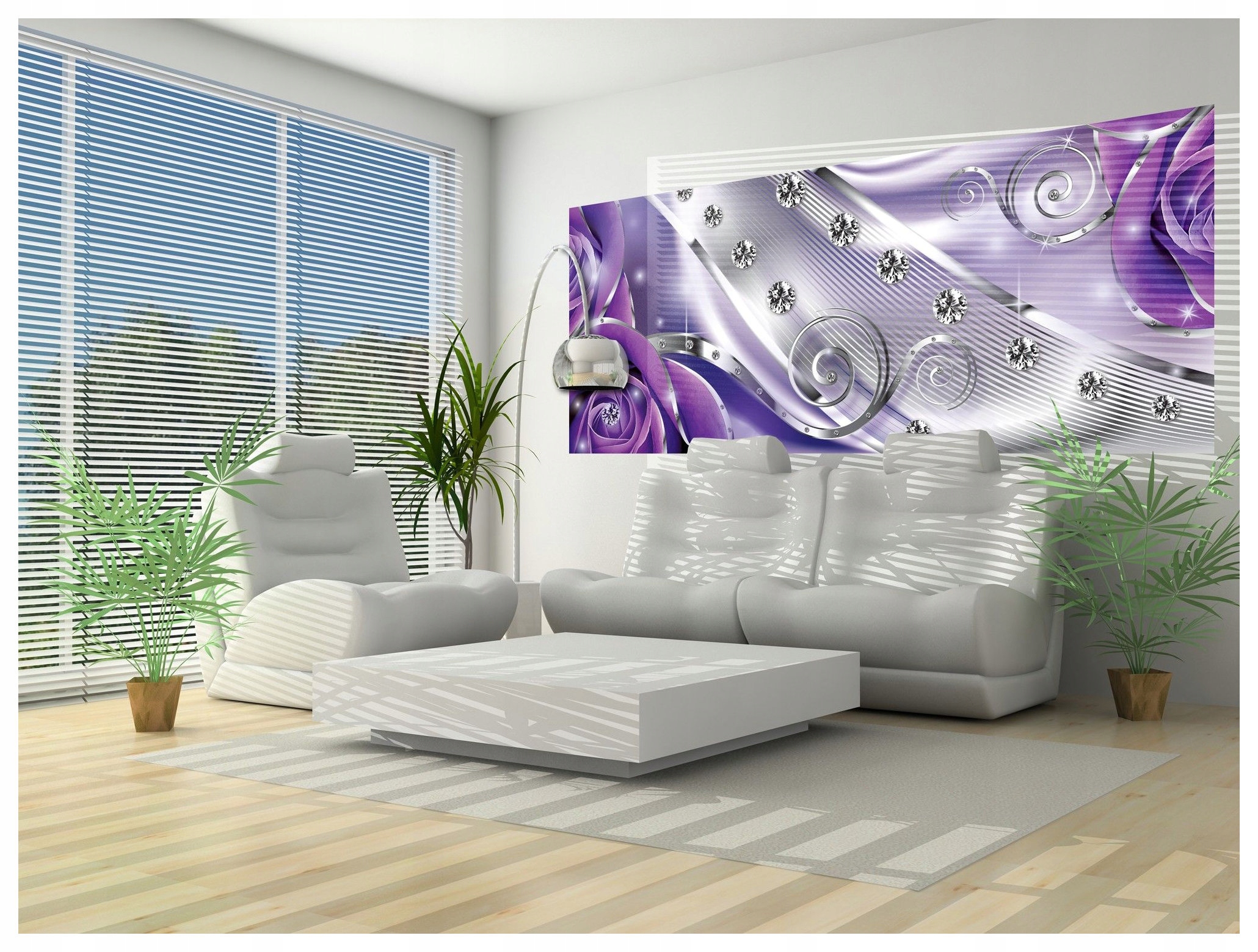 Flízovaná fototapeta Fialové růže s kovem a krystaly 250x104 lepidlo