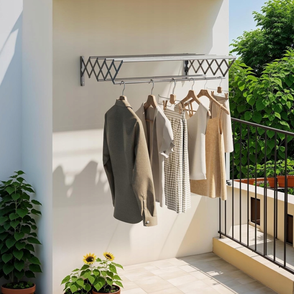 Suszarka Na Pranie Ścienna Składana 80 cm Stal Nierdzewna Mocna