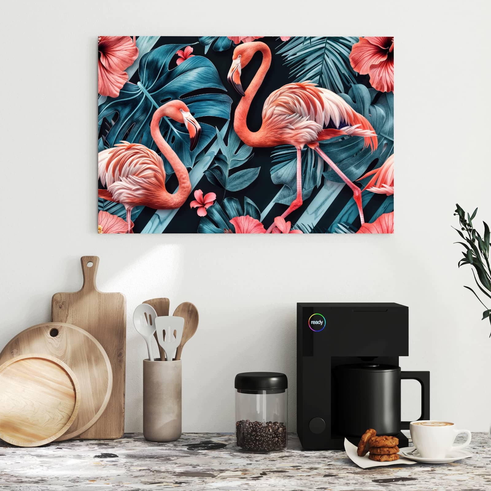 Magnetická tabule Flamingi Květiny 60 × 40 cm