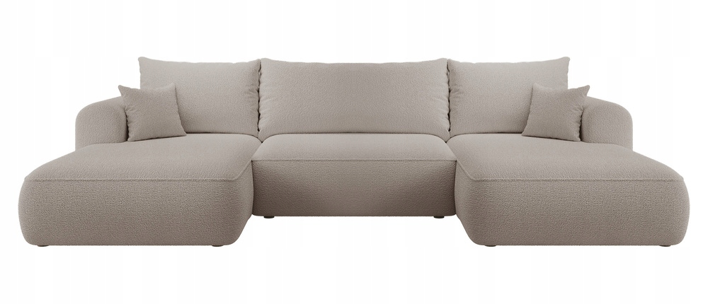 Rohová Sedací Souprava s funkcí spaní Ovo U-tvarovaná, tmavě béžová, univerzální boucle