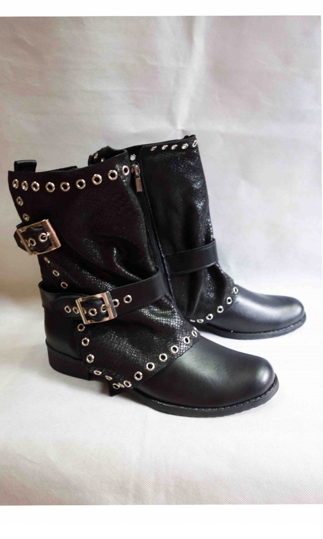 NOWOŚĆ SKORZANE BOTKI TĘG G PŁASKIE 42