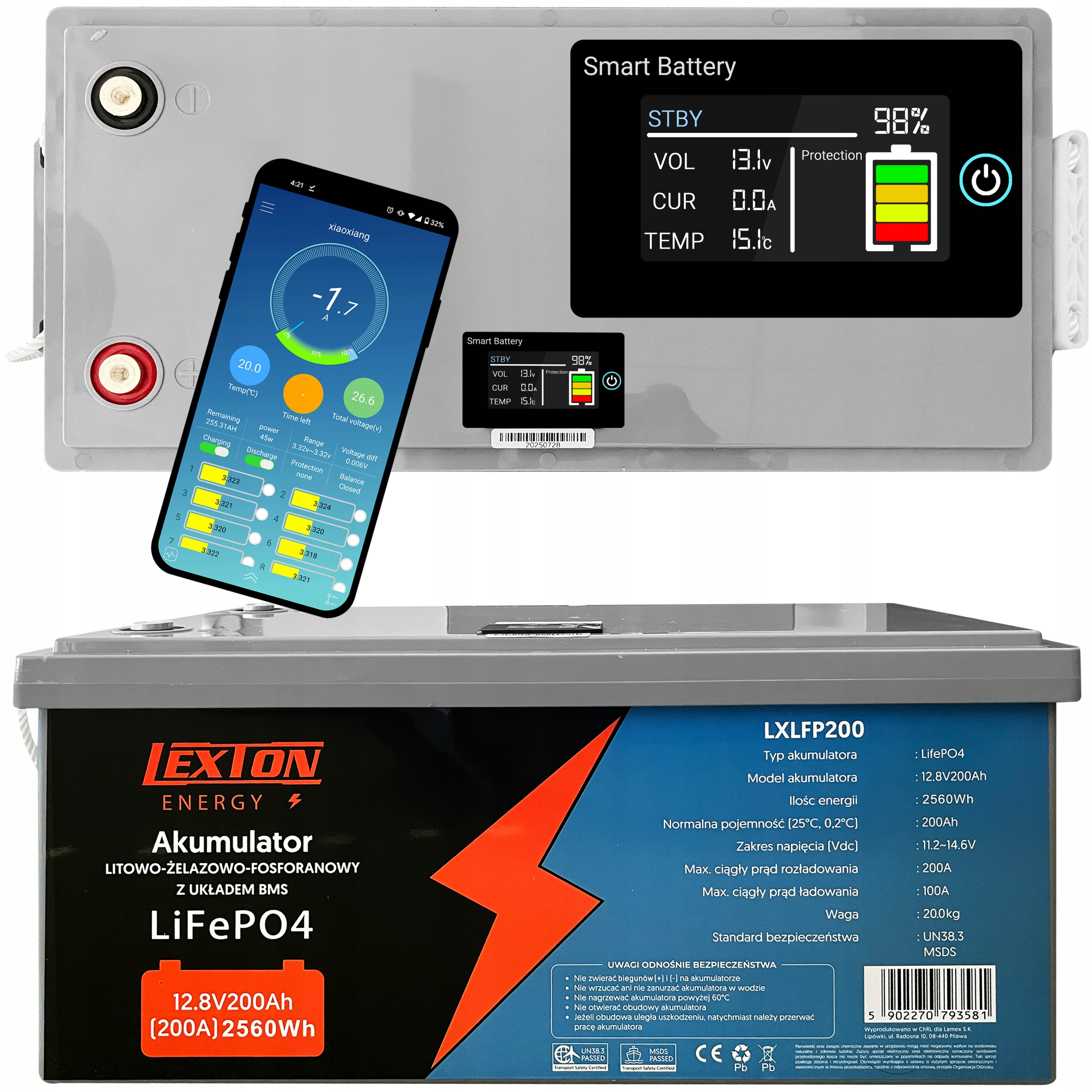 Akumulator 12V 200AH LiFePO4 Bms Do Łodzi Pieca Kampera Paneli Fotowoltaika