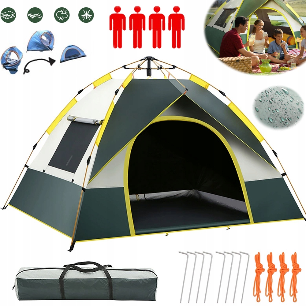 Namiot Automatyczny Samorozkładający 4-OSOBOWY 210*210*130CM Biwakowy IP67