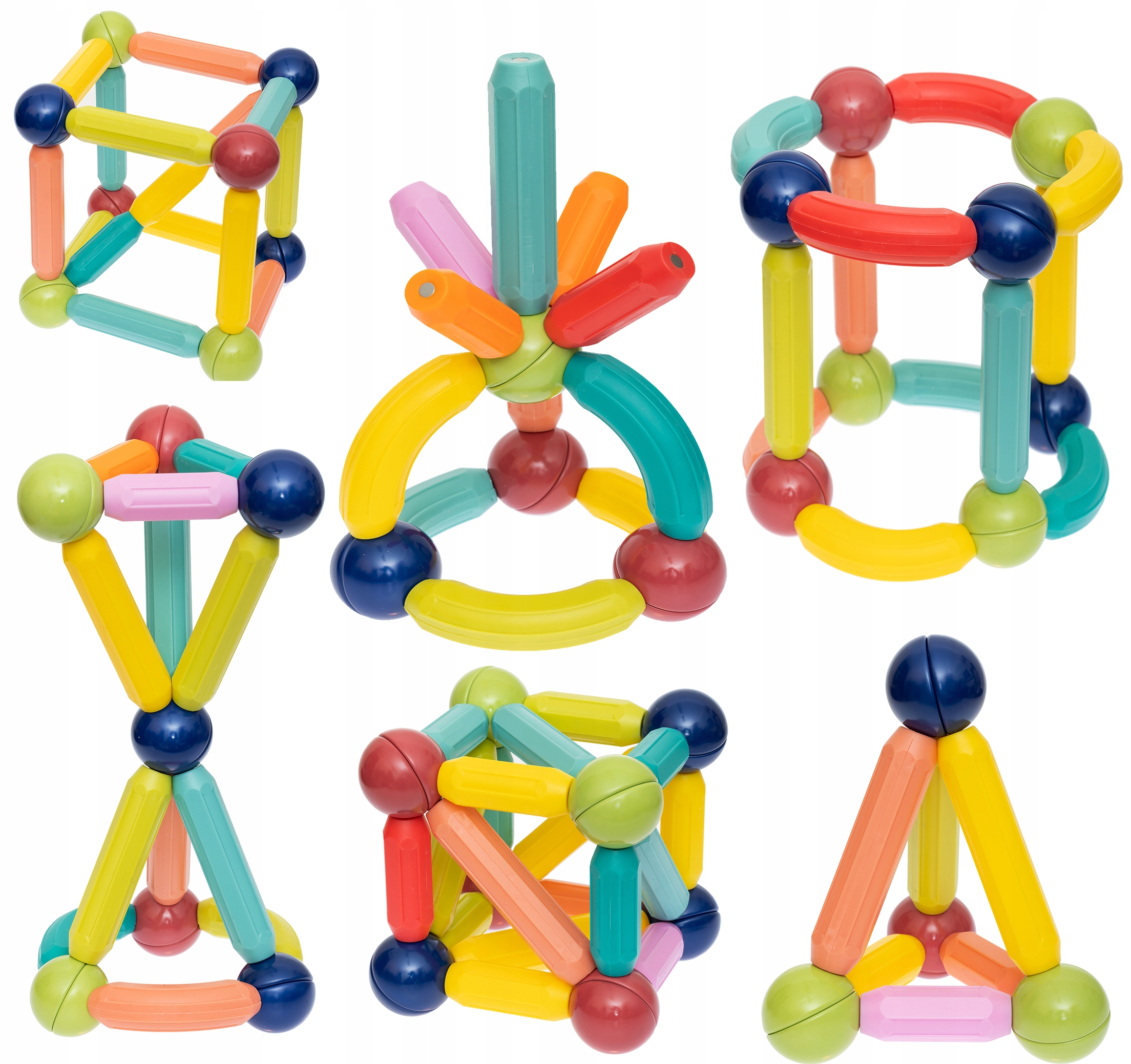 KLOCKI MAGNETYCZNE PATYCZKI MAGNETYCZNE KLOCKI KONSTRUKCYJNE ZESTAW 116 EL Marka Kinderplay