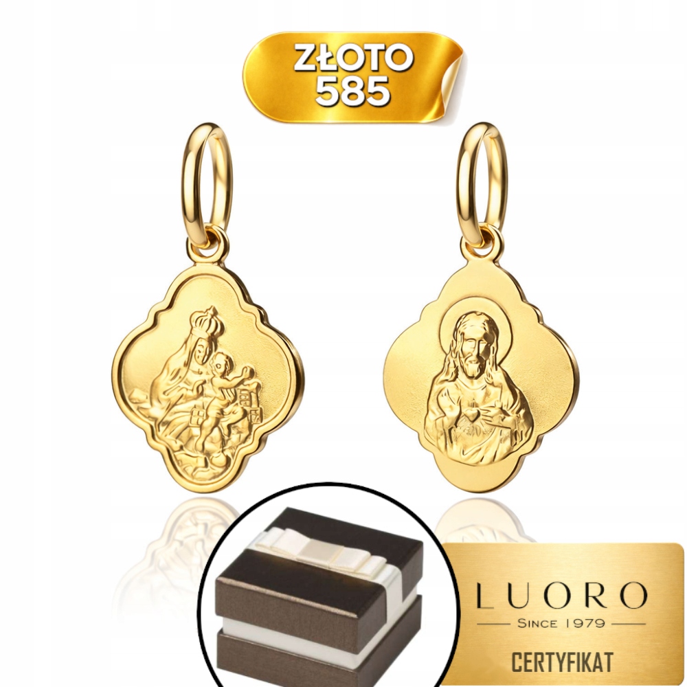 Zlatý Medailon 585 14K Škapulíř Jednostranně Matný 18 MM Elegantní