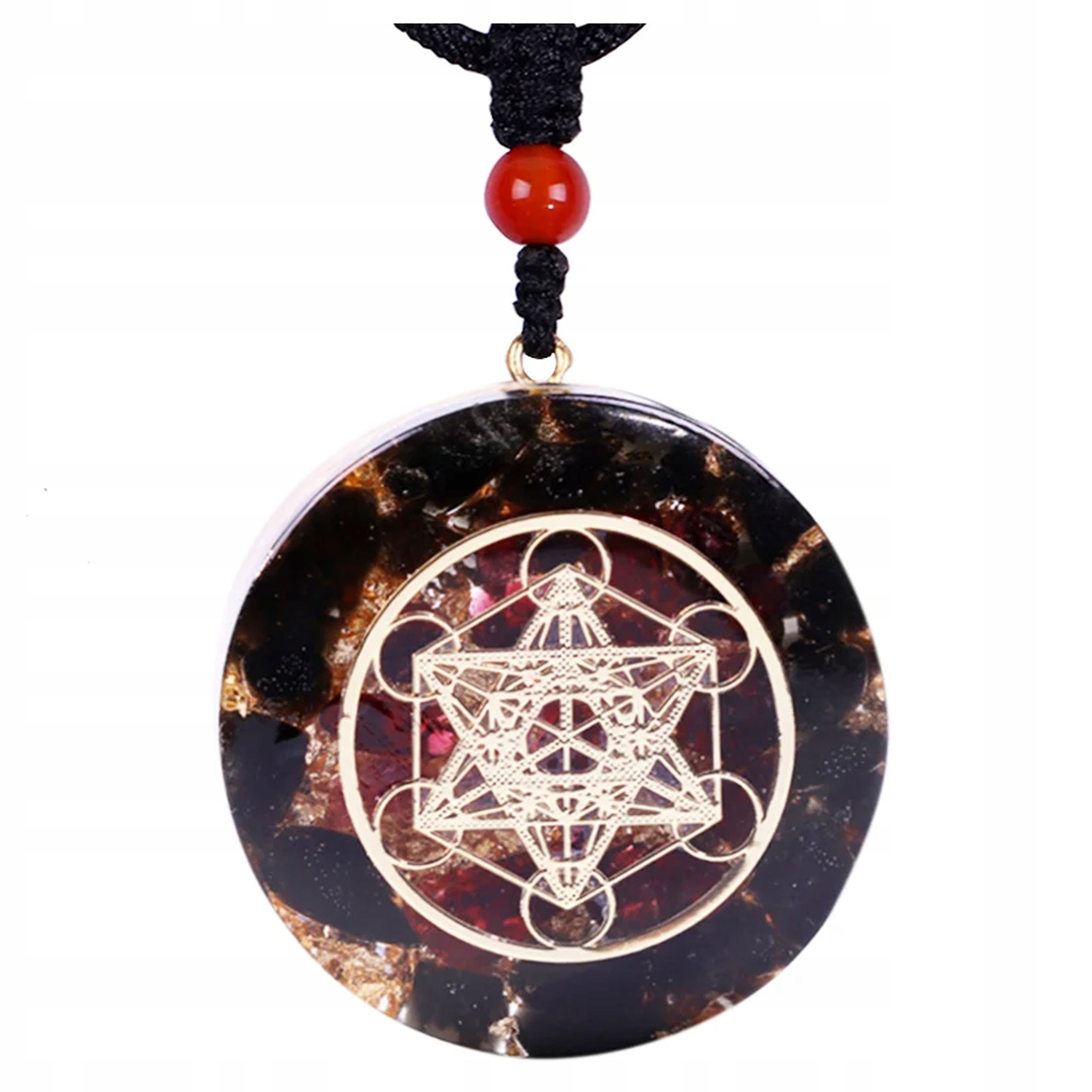 Krásný Přívěsek Náhrdelník Orgonit Obsidián Metatron Harmonizace Uzemnění