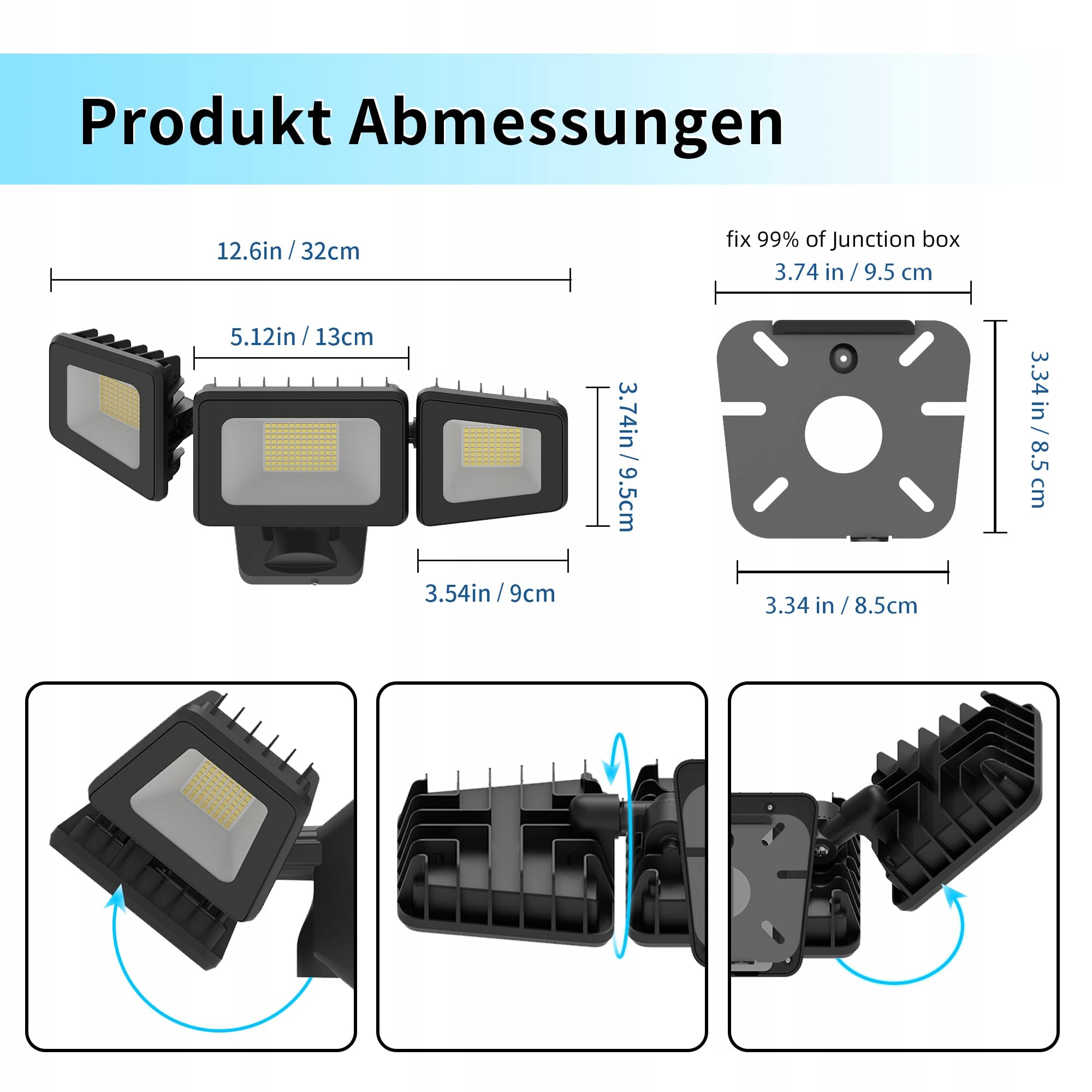 Naświetlacz LED 120W 12000lm 4500K IP66 Do Ogrodu Garażu Domu KELINVMI — miniatura 5