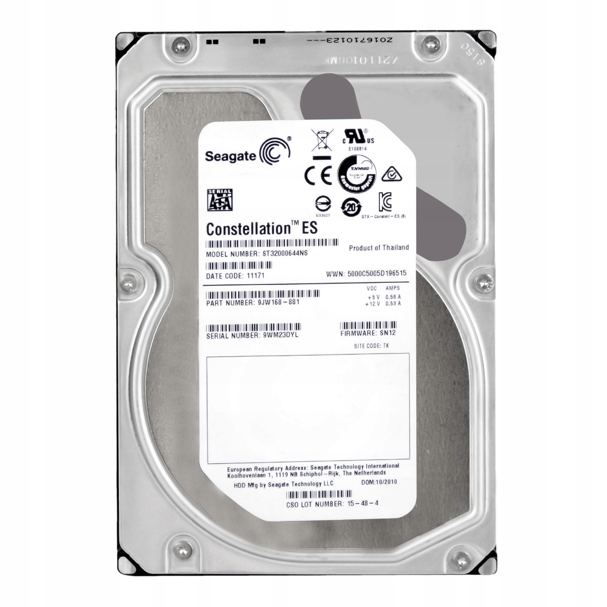 Seagate ST32000644NS（3.5インチ HDD 2TB） SEAGATE CONSTELLATION ES 2TB 7.2K 64MB SATA II 3.5'' ST32000644NS