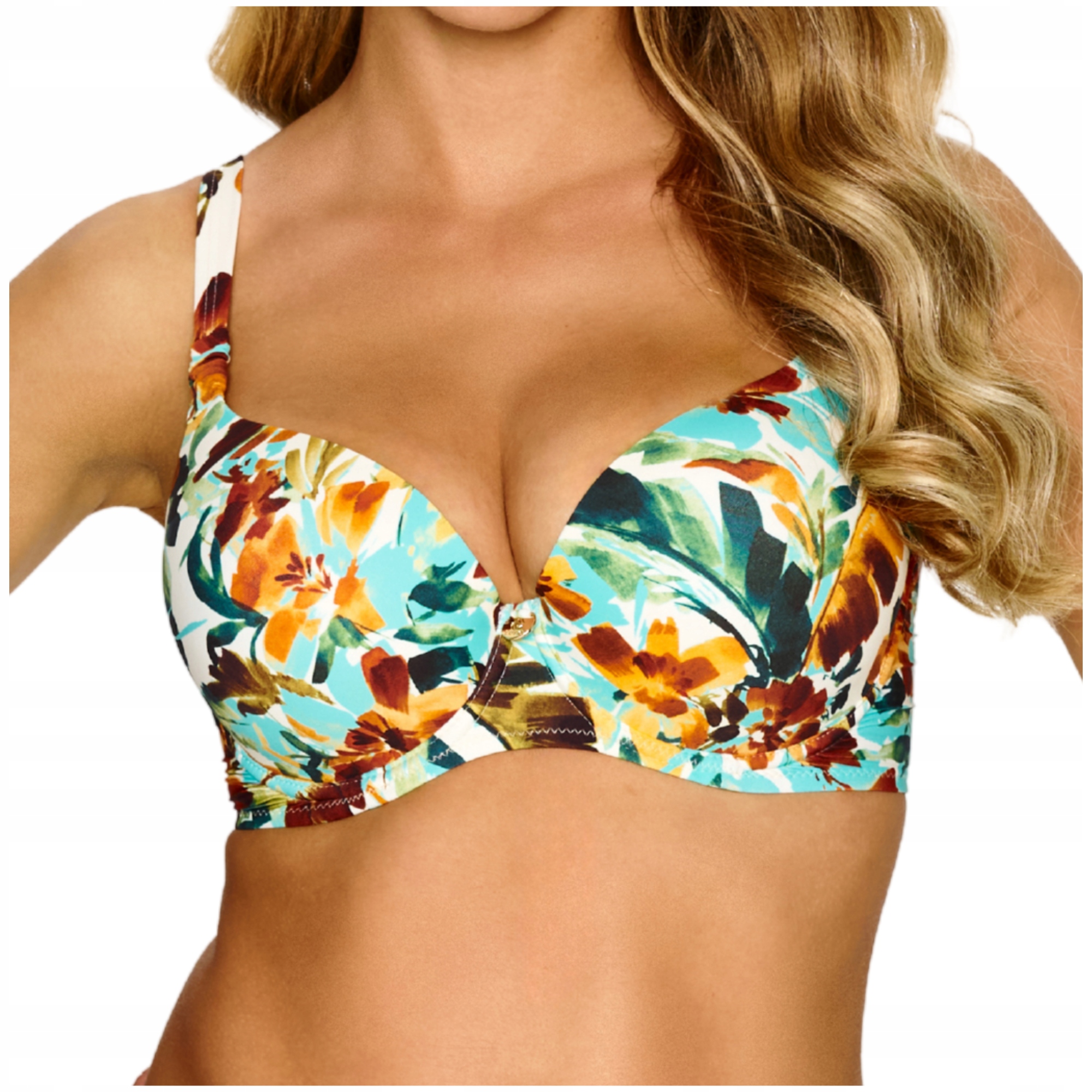 Plavková podprsenka push up s květinami zvětšuje poprsí Lupo 75C