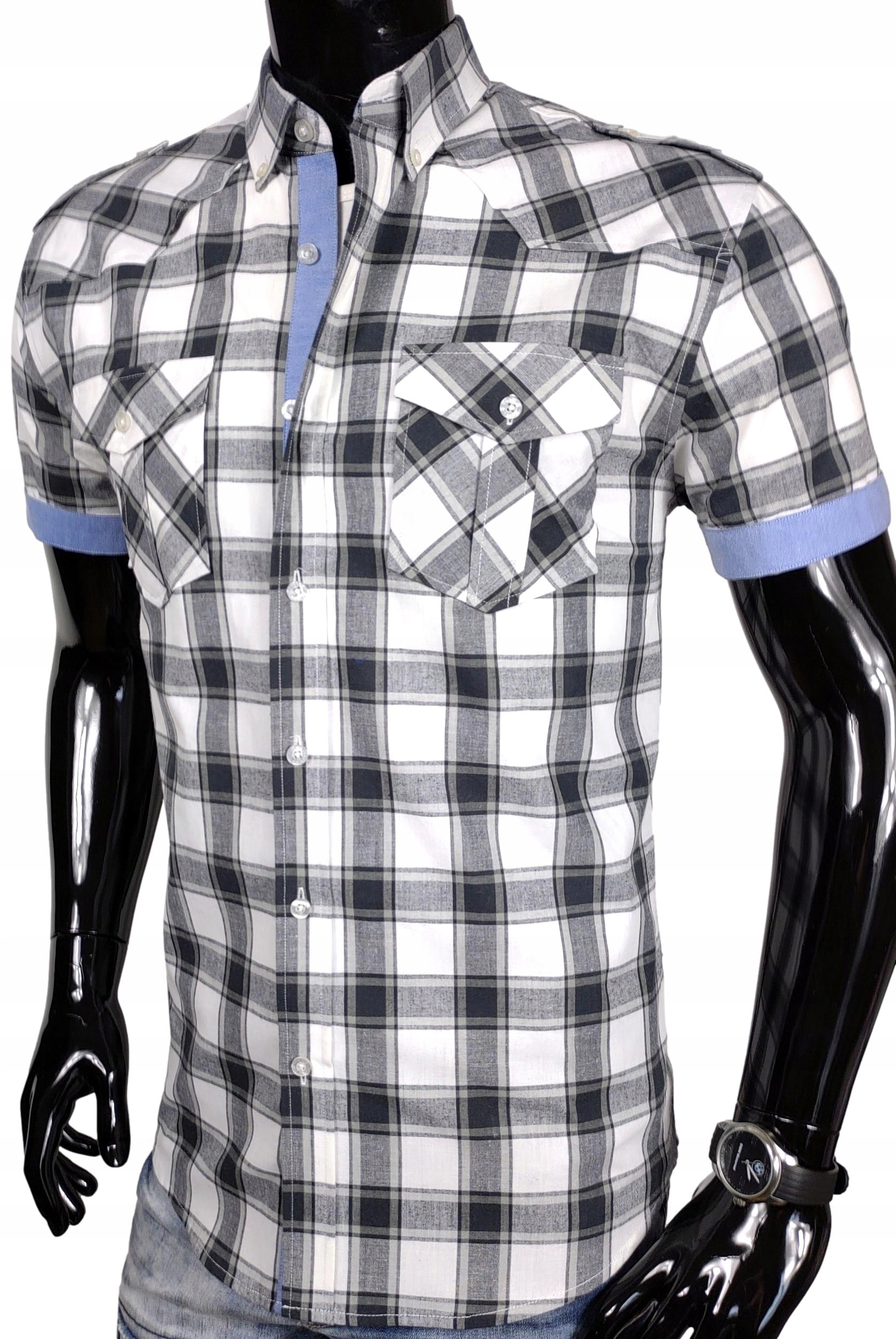 

Koszula Męska Krótki Rękaw _ Krata _ K204 r. XL