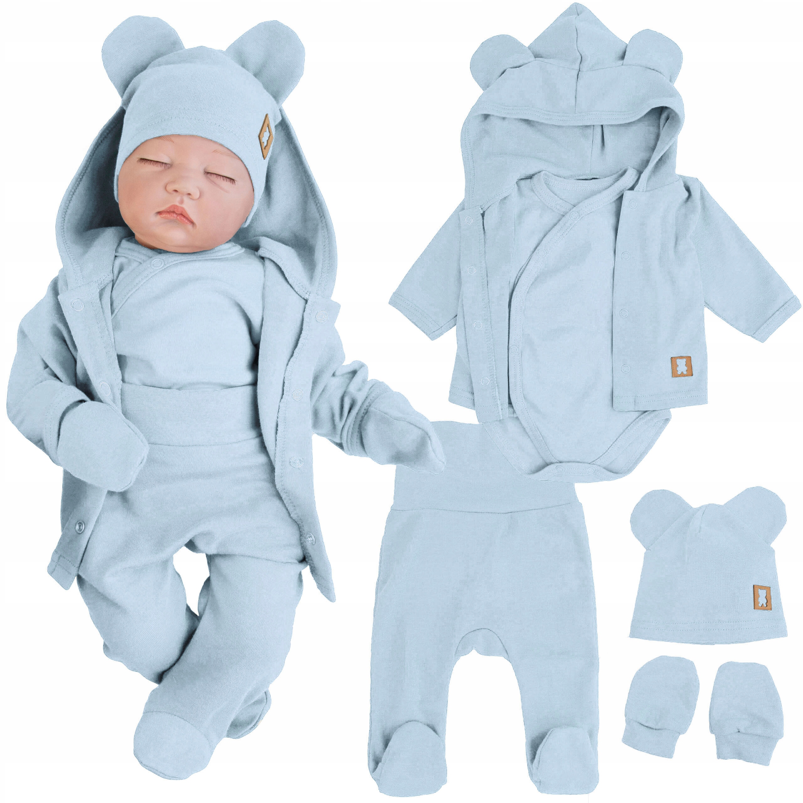 Wyprawka niemowlęca Bawełniany Komplet 5cz. dla chłopca Baby Shower 62