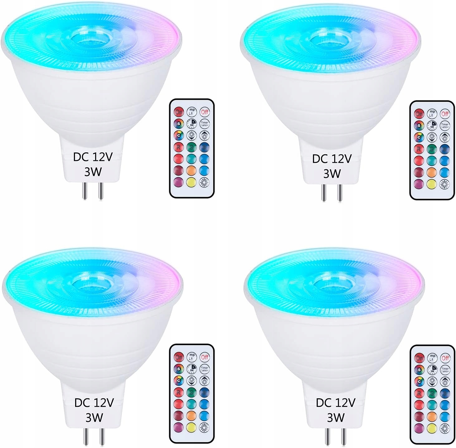 4X DoRight Ac/dc 12 V MR16 Led žárovka GU5.3 3W Rgb a teplá bílá, 3000 K,
