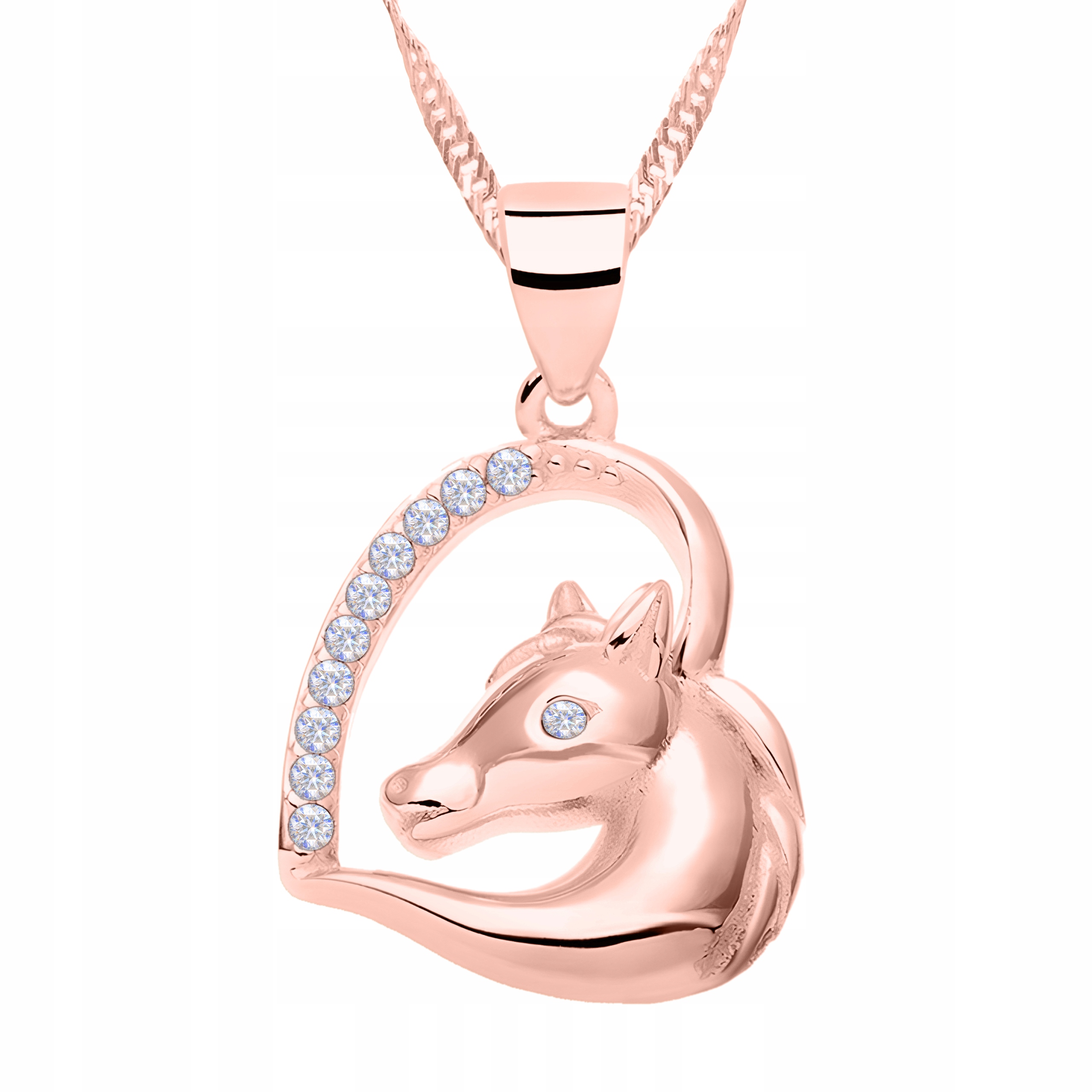 Pozlacený náhrdelník s koníkem Srdcem koně Zirkonií Kůň Koník Stříbro 925