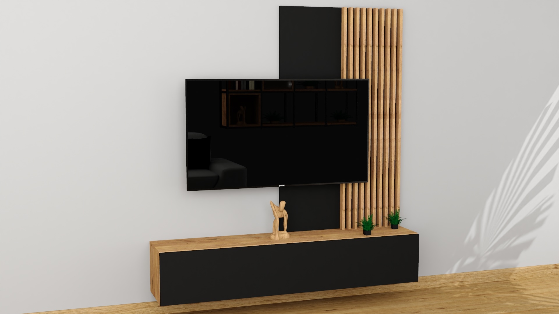 LAMELE NA PŁYCIE 80X138 ŚCIENNE ŚCIANA Z TV DĄB LANCELOT + DĄB LANCELOT Wysokość produktu 138 cm