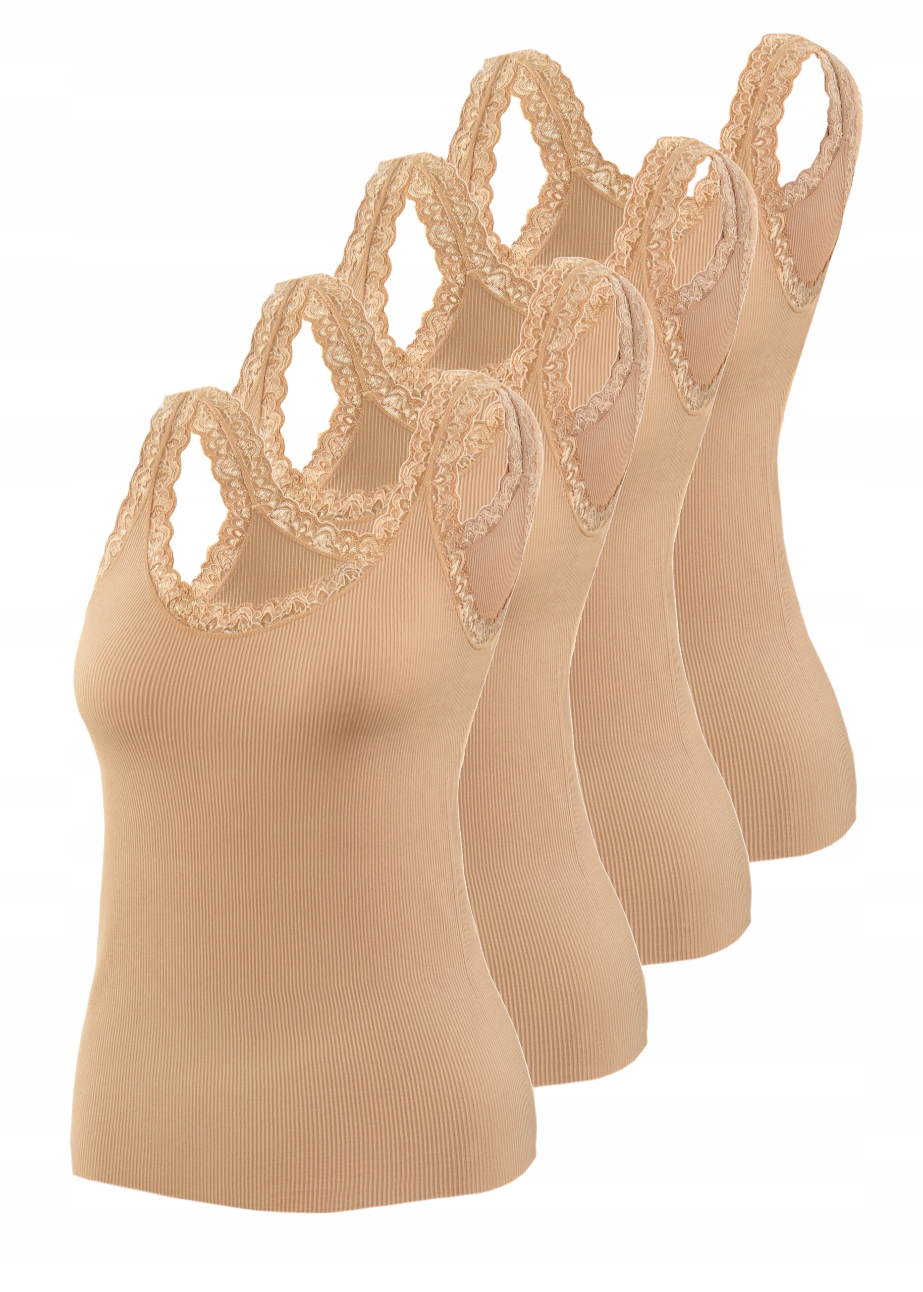 Sesto Senso 4-balení dámských krajkových topů bez rukávů L/XL béžová