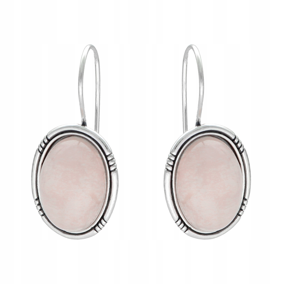 Náušnice oválné s růžovým křemenem stříbro