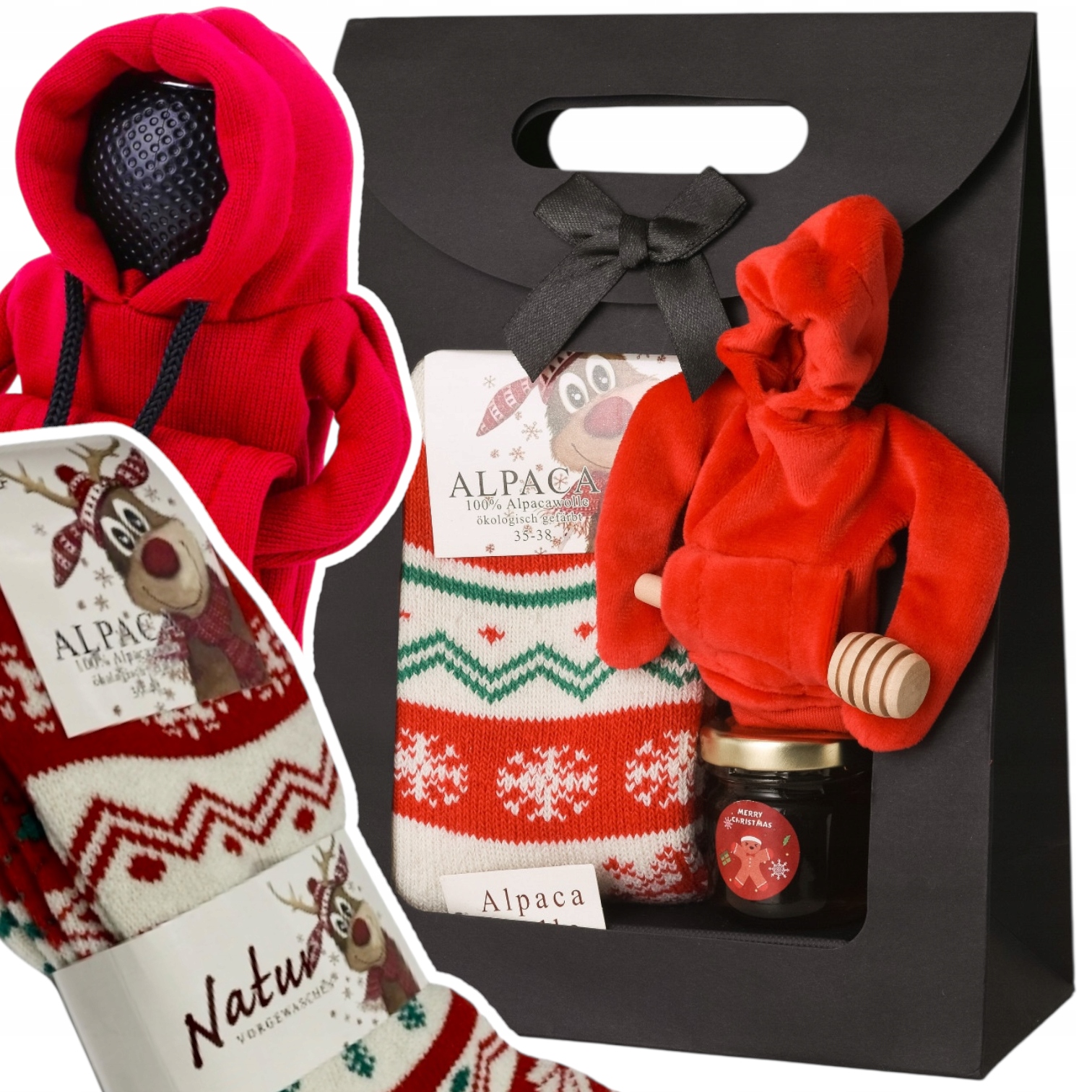 Levně Dárková sada Vánoční Med ponožky Vlněné dárek pro kluka