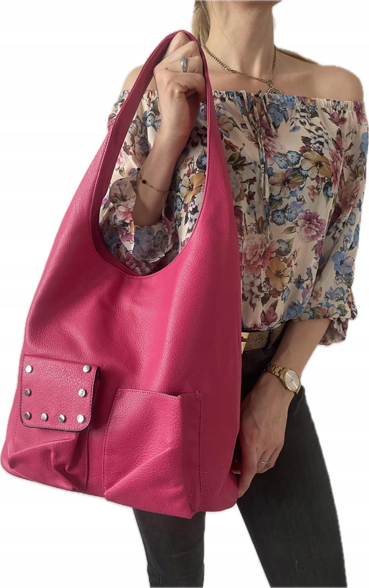 TOREBKA DAMSKA WOREK A4 fuksja dżety