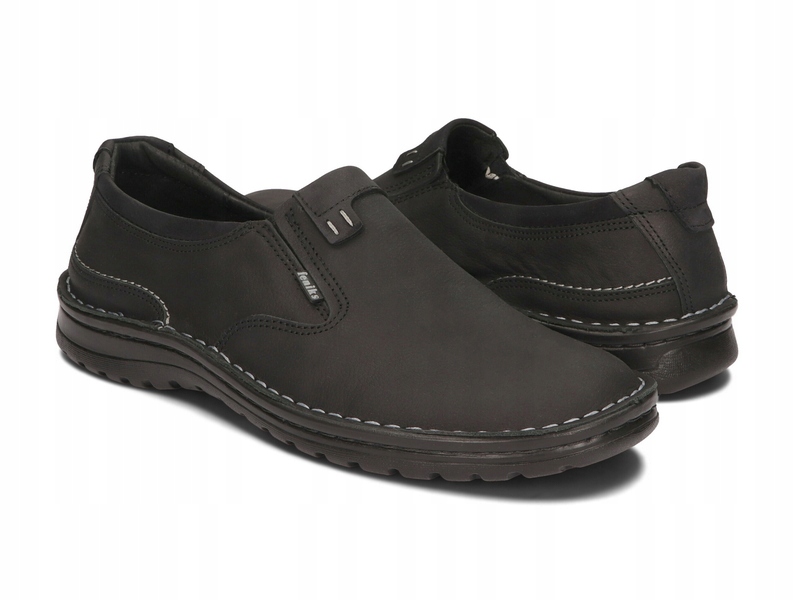 MOKASYNY PÓŁBUTY MĘSKIE SKÓRA 270/CZN CZARNY 44 Model MOKASYN