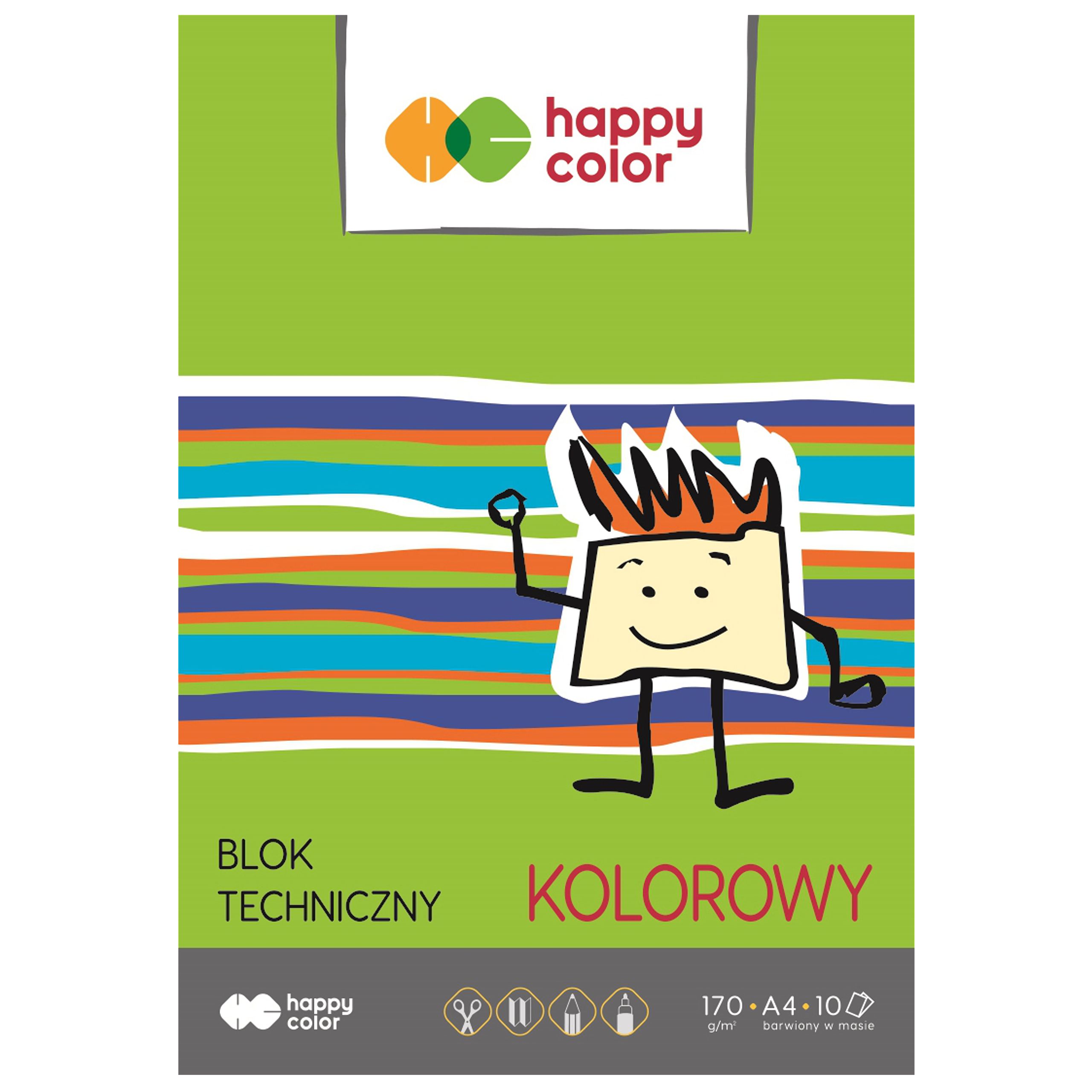 

Blok techniczny kolorowy Happy Color A4 10 kartek