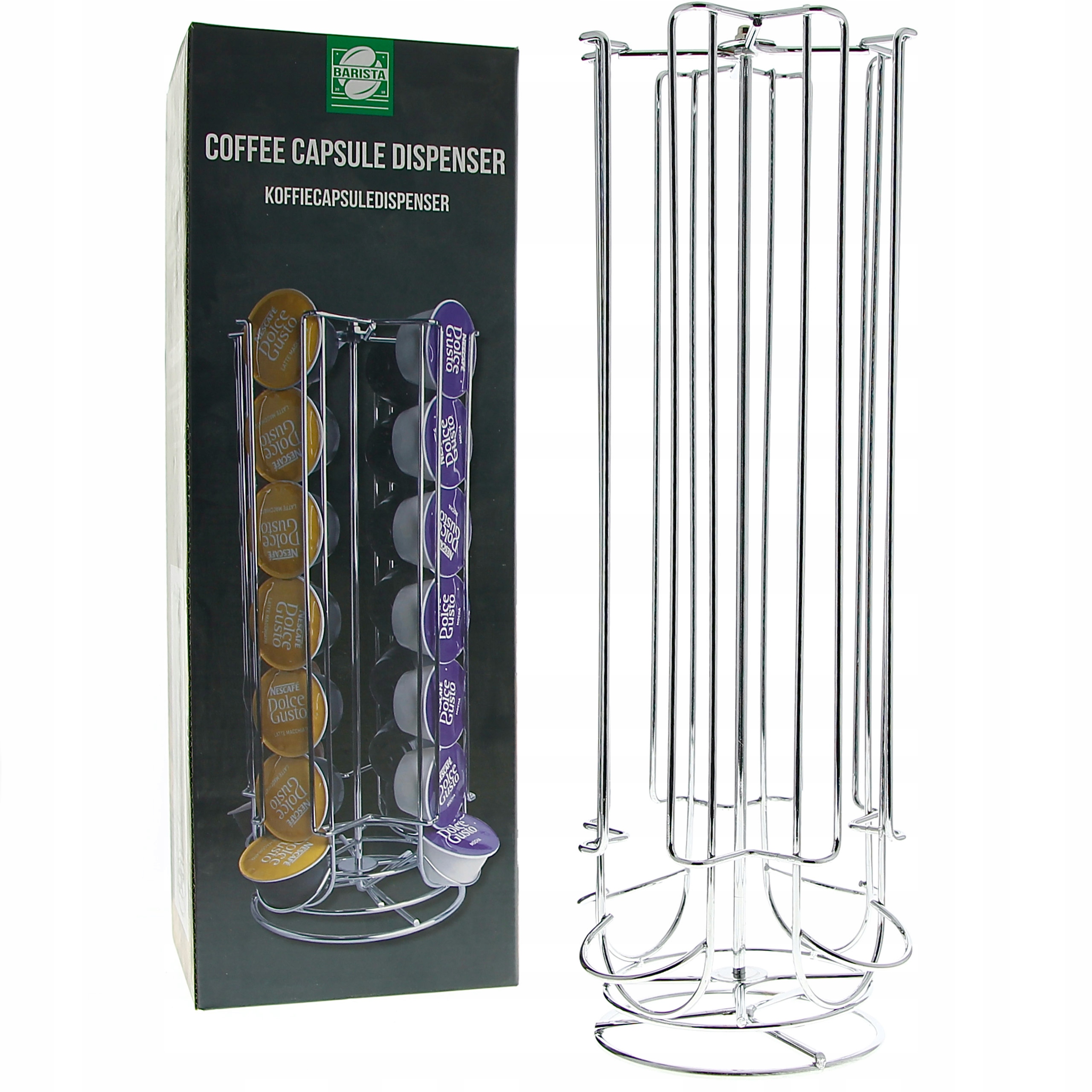 Levně Stojan Na Kávové Kapsle Dolce, Otočný, 4 Řady, Stříbrná Barva