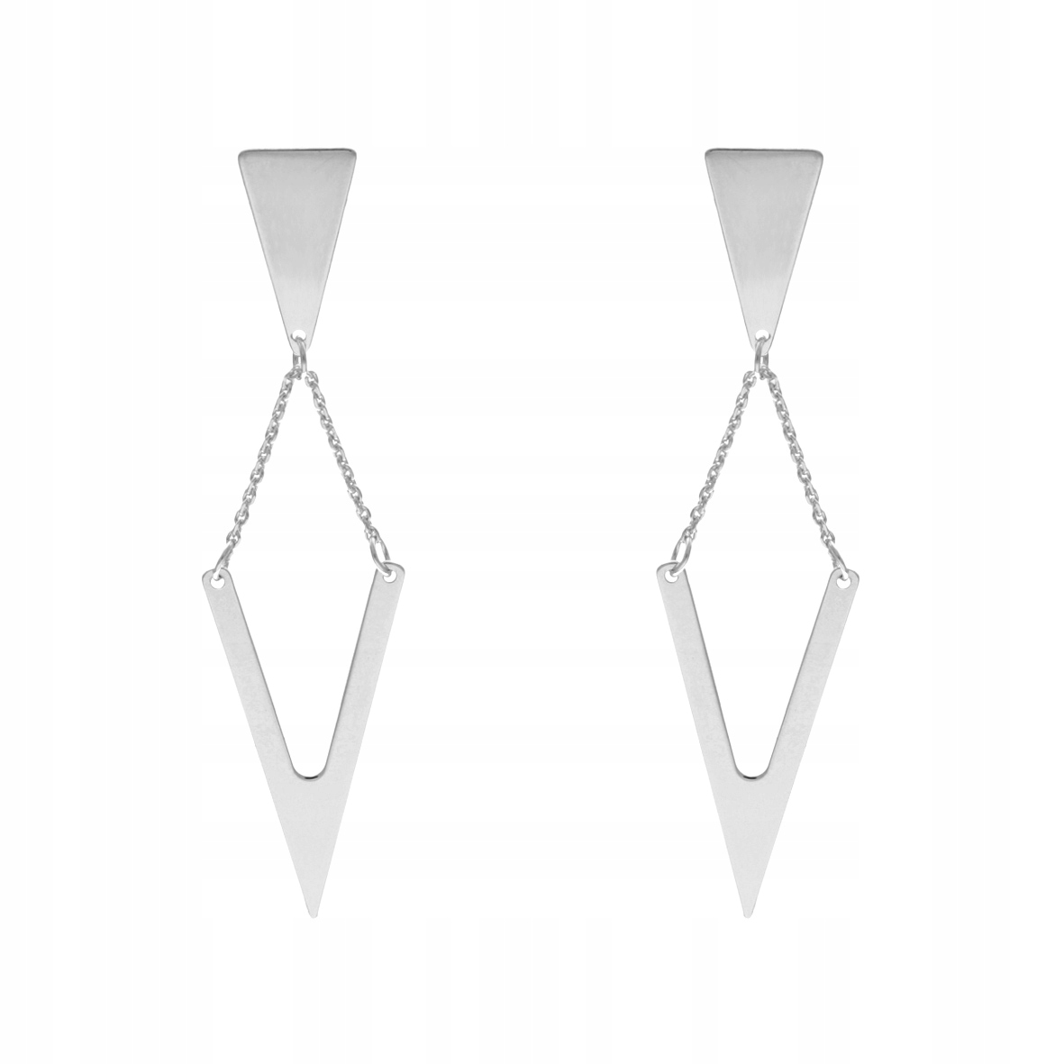Stříbrné náušnice trojúhelníky písmeno V rhodiované