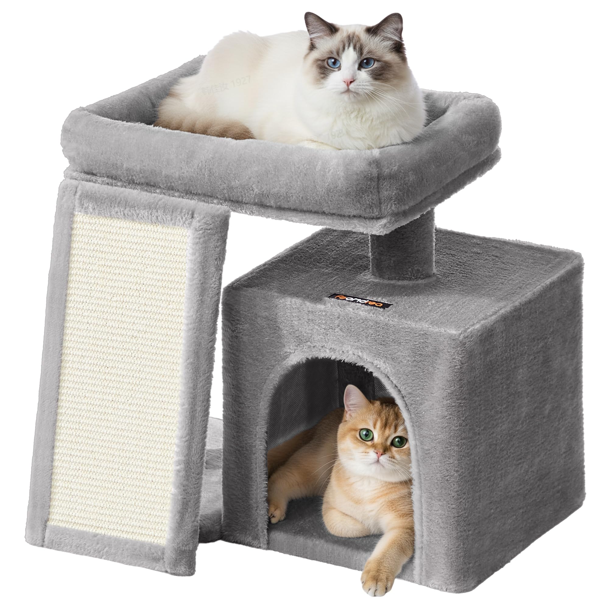 Levně Škrabadlo Pro Kočky Věž Šedé 50X30X44,6 CM Feandrea