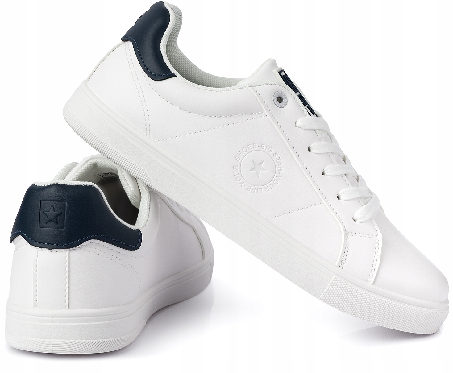 Męskie buty sneakersy Big Star trampki sportowe ekoskóra białe r. 46