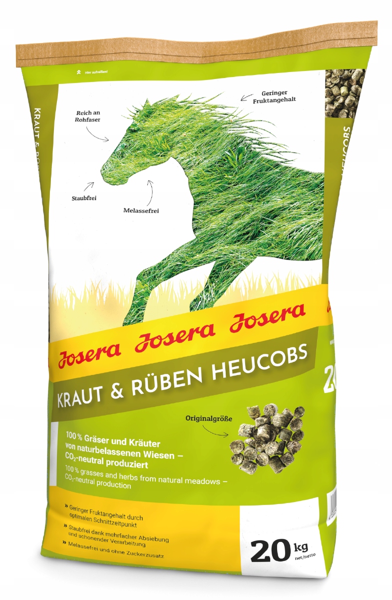 Josera Kraut&Rüben Heucobs 20kg Trawokulki z traw naturalnych, bez zbóż Koń