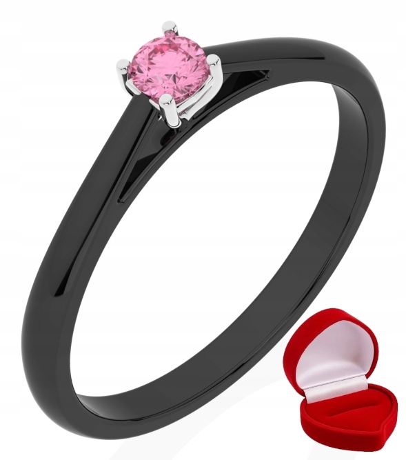 Prstýnek, černé zlato, růžový safír 0,09 ct R7