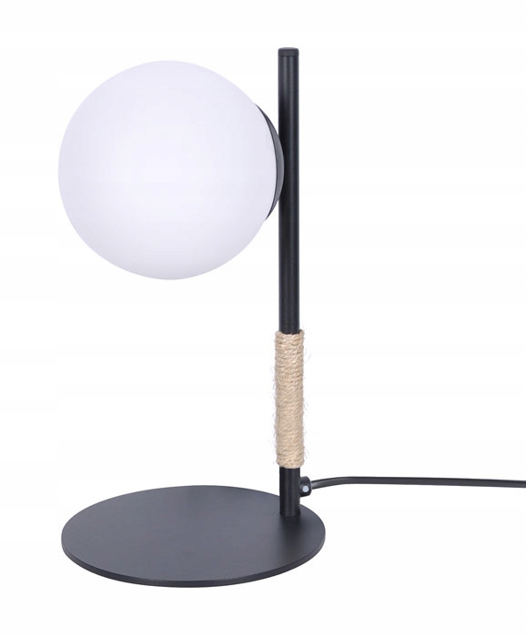 LAMPKA STOŁOWA NOCNA SZKLANY KLOSZ JUTOWY SZNUREK