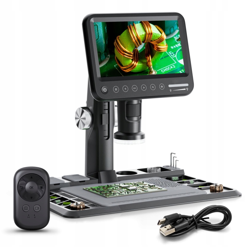 Digitální mikroskop Inskam 318 1600x LCD FullHD displej 7" 1080p 28 Led