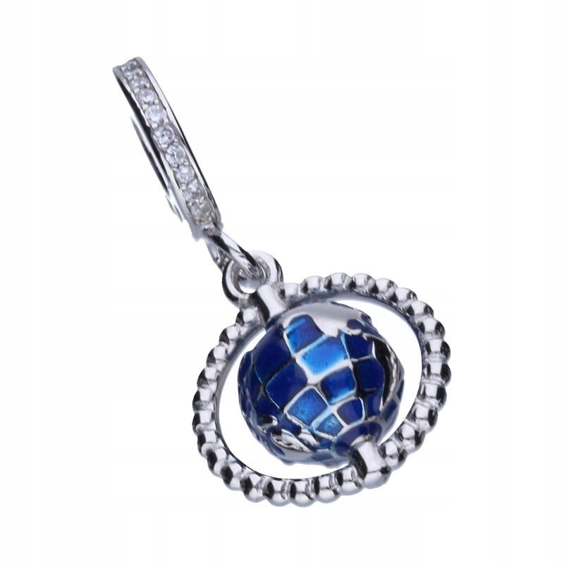 Stříbrný 925 přívěsek na náramky Rhodiovaná Zeměkoule 4.75g jako dárek