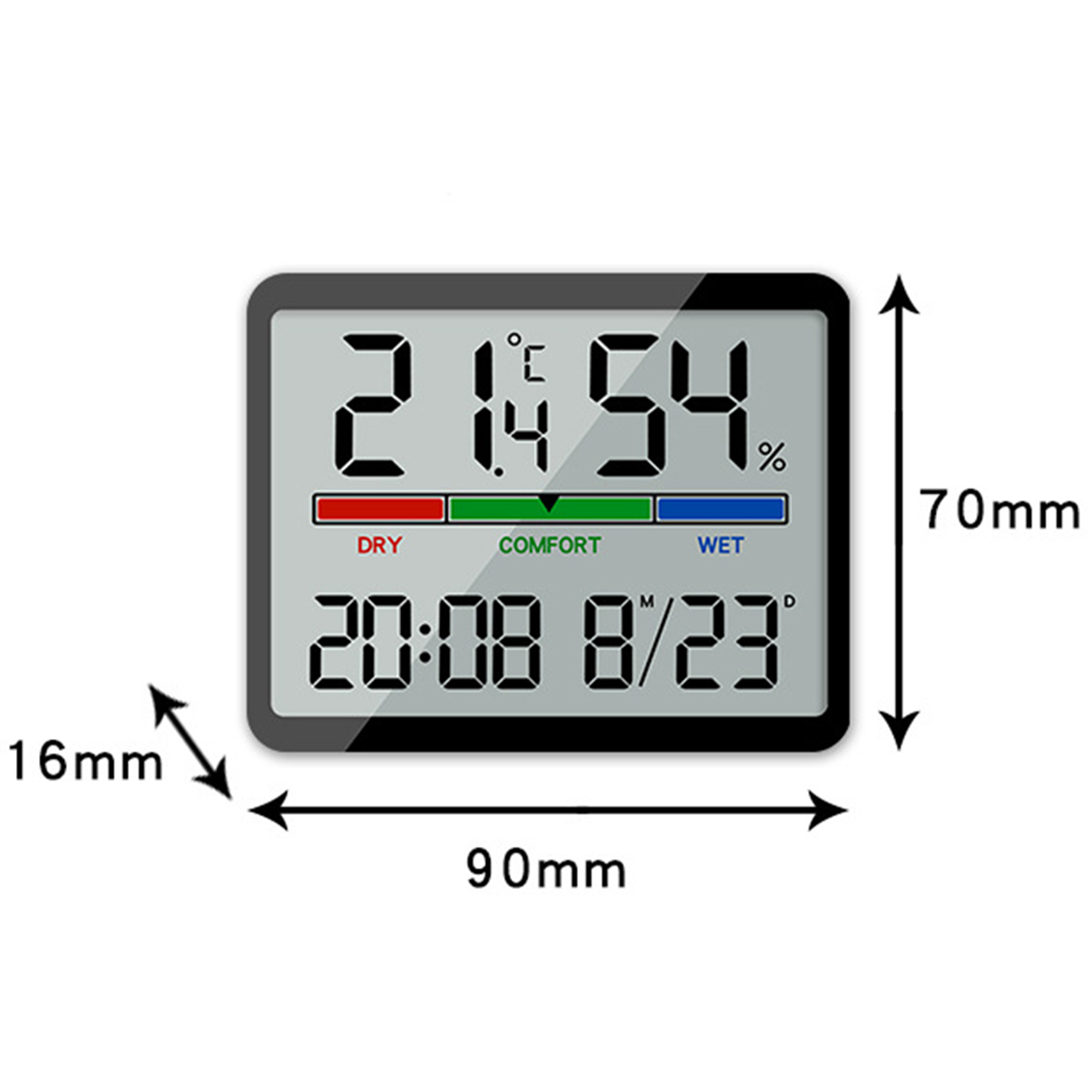 STACJA POGODY WEWNĘTRZNA HIGROMETR DATA ZEGAR TERMOMETR MAGNES ALARM Model WS01-CZ