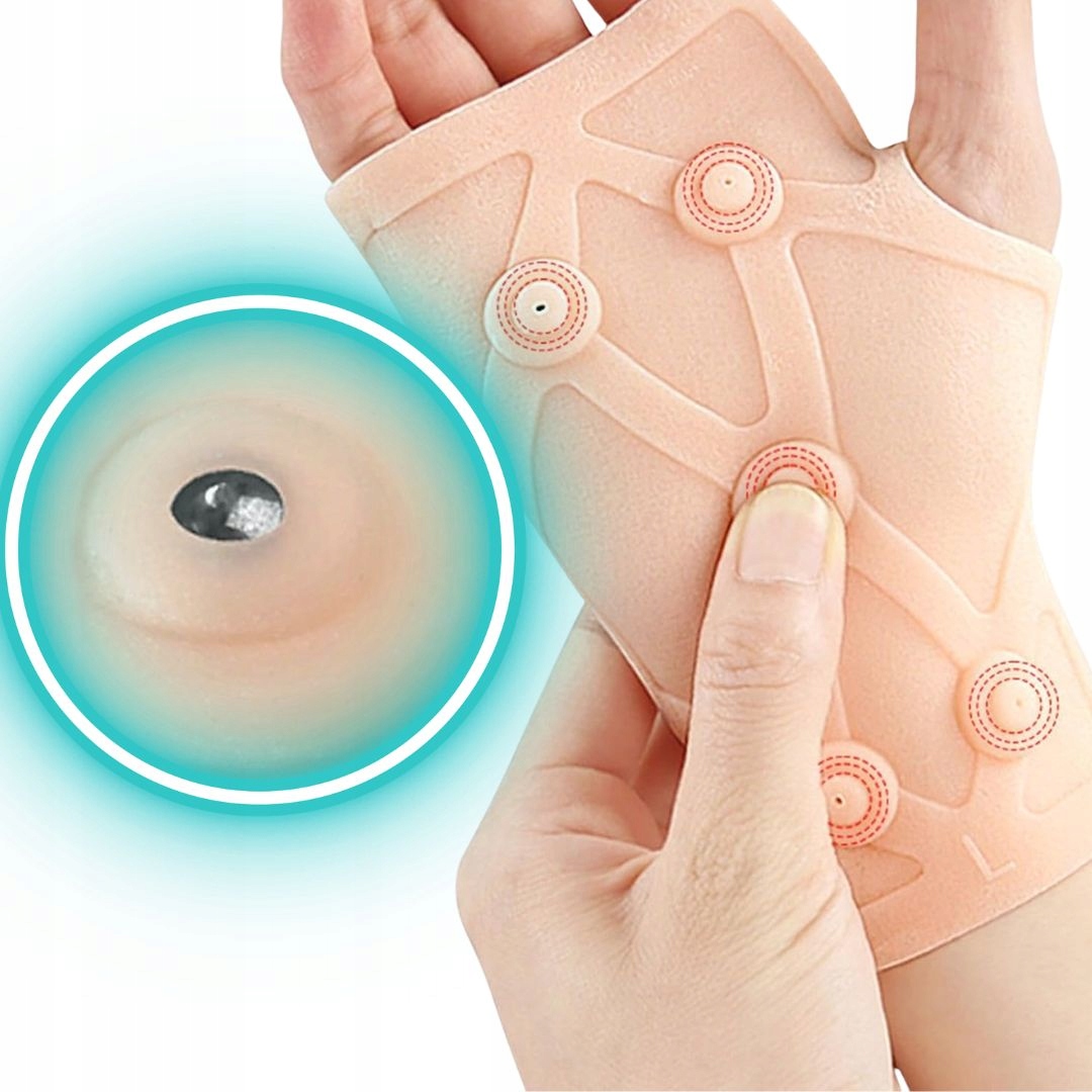 OPASKA MAGNETYCZNA NA NADGARSTEK DŁOŃ STABILIZATOR NADGARSTKA 10 MAGNESÓW Kolor beżowy