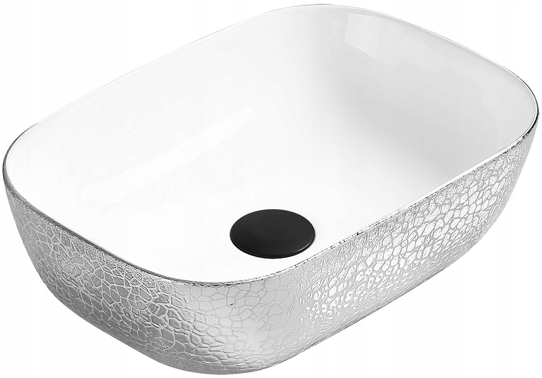 

Mexen Rita Umywalka Nablatowa 45x32 Biało-srebrna